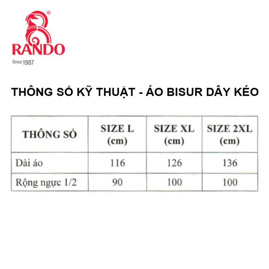 Rando Chính Hãng, MUA 2 CÁI GIẢM 34K, Áo Mưa Bít Dây Kéo Vải Dù Cao Cấp, Không Xẻ tà Nam/Nữ (Bisur Dây Kéo)