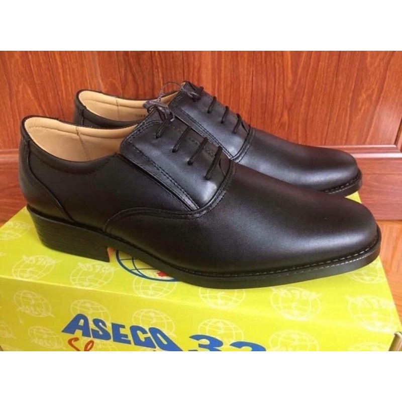 Giày tây nam thân đen đế đen có dây cột GN310 Gấu Nâu