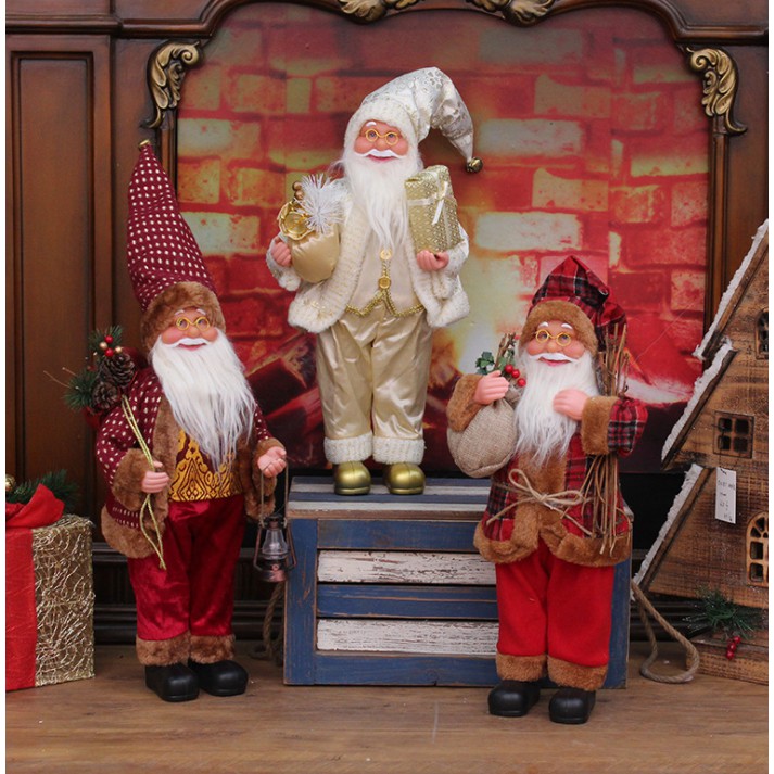 Ông già noel luxury size lớn tone đỏ - ông già noel decor Giáng sinh