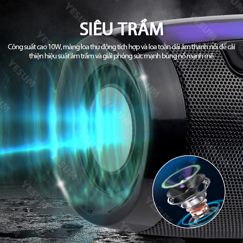 【BÁN LỚN】 Loa Bluetooth di động Đèn LED đầy màu sắc Âm thanh nổi âm thanh nổi rõ ràng Treble và Bass Thẻ TF 1200mAh nhiều màu Thích hợp Dành cho Hoạt động Ngoài trời & Tụ tập Amily