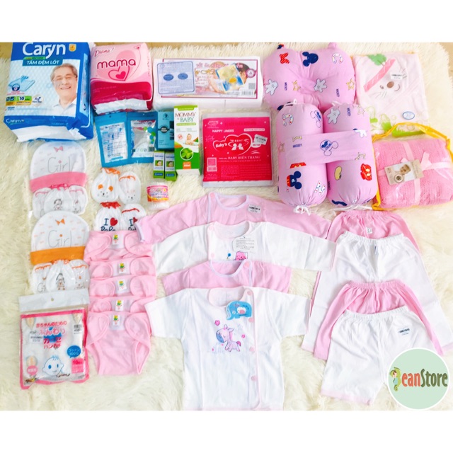 Combo sơ sinh siêu tiết kiệm cho bé + đồ dùng đi sinh cho mẹ
