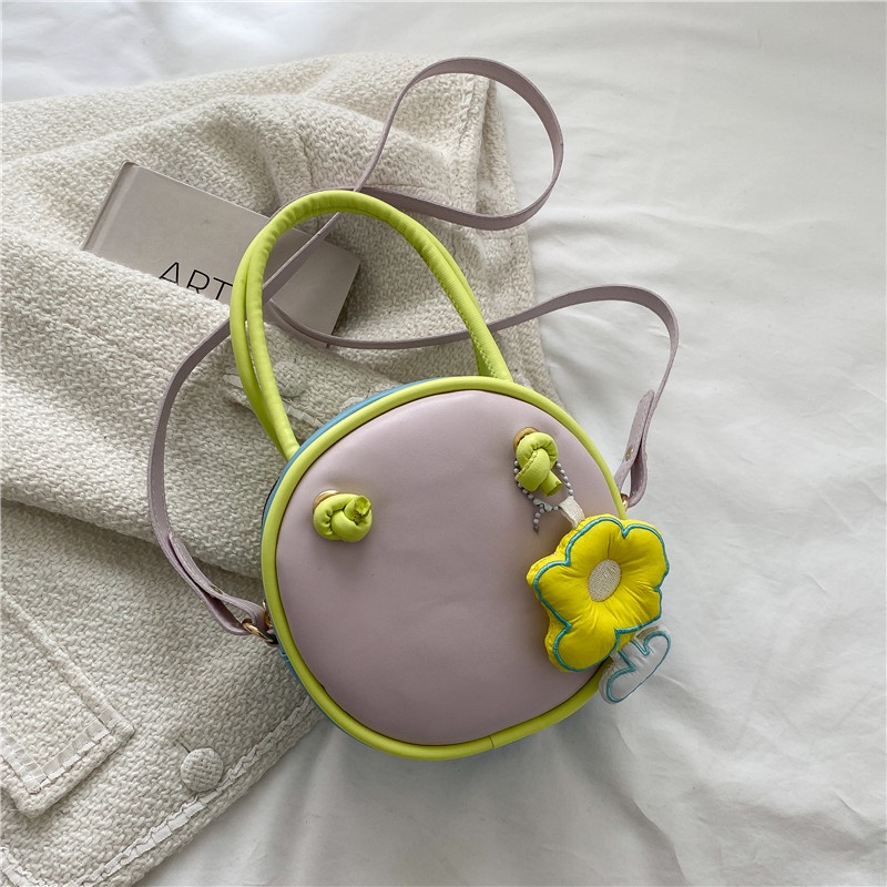 Túi Đeo Vai Hình Tròn Nhỏ Xinh Màu Sắc Tương Phản Thời Trang Mùa Hè 2022 Cho Nữ