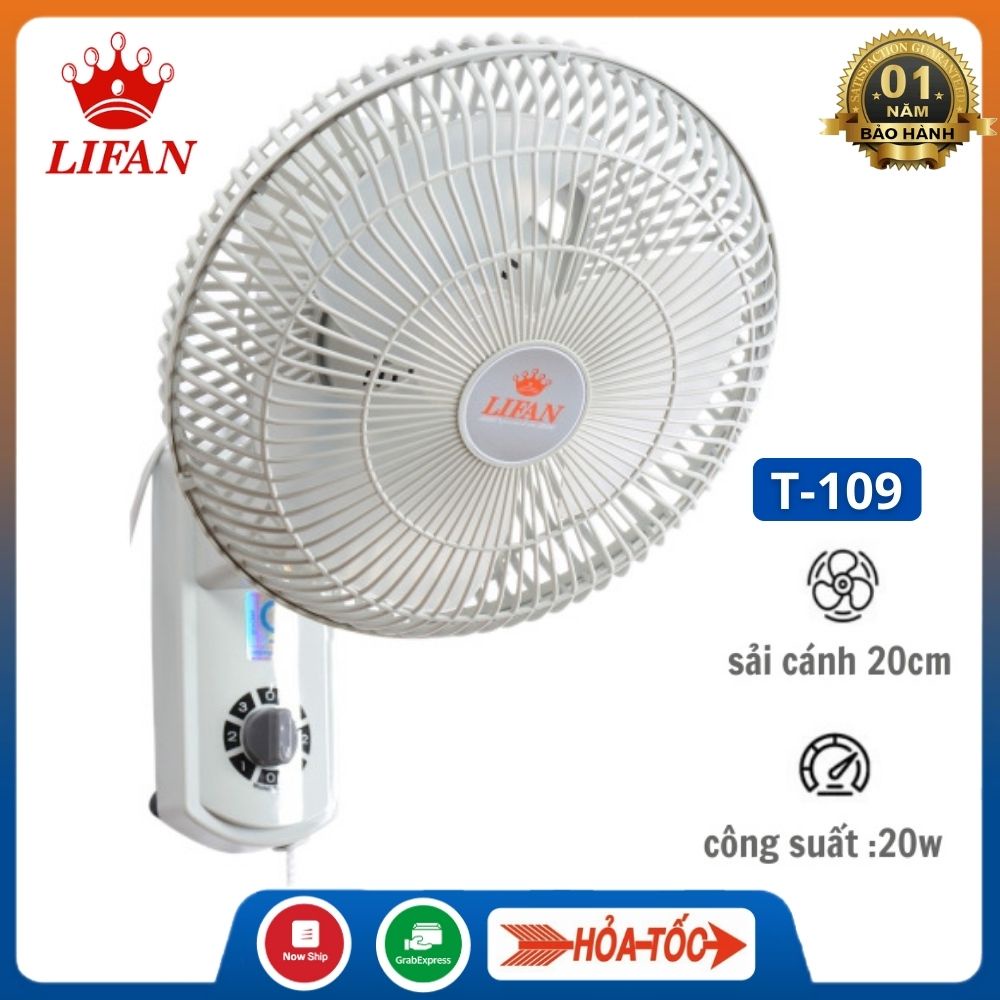 Quạt treo tường mini Lifan T-109 màu trắng gắn trần công suất 22W với 3 tốc độ gió siêu mát , êm ái không ồn chính hãng