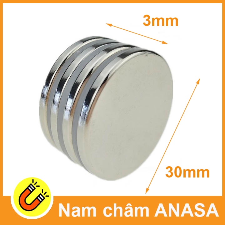 Nam châm đất hiếm viên tròn 30x3mm từ tính mạnh N35