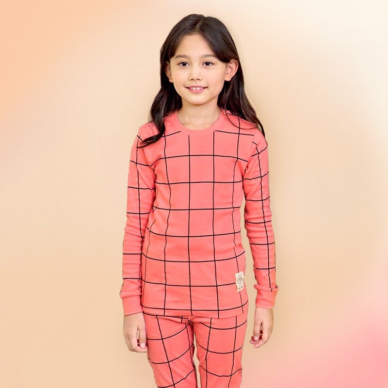 Đồ bộ quần áo dài tay dáng ôm thun cotton mẫu Sọc vuông năm 2022 rất xinh của hãng Unifriend Hàn Quốc mã UND01
