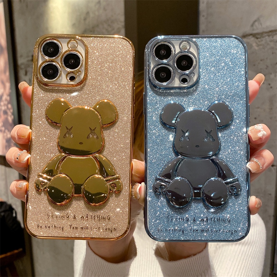 Ốp Điện Thoại Mềm Họa Tiết Gấu Violent 3D Cho iPhone 14 13 12 11 Pro Max X XR Xs Max 8 7 6 6s Plus SE2020