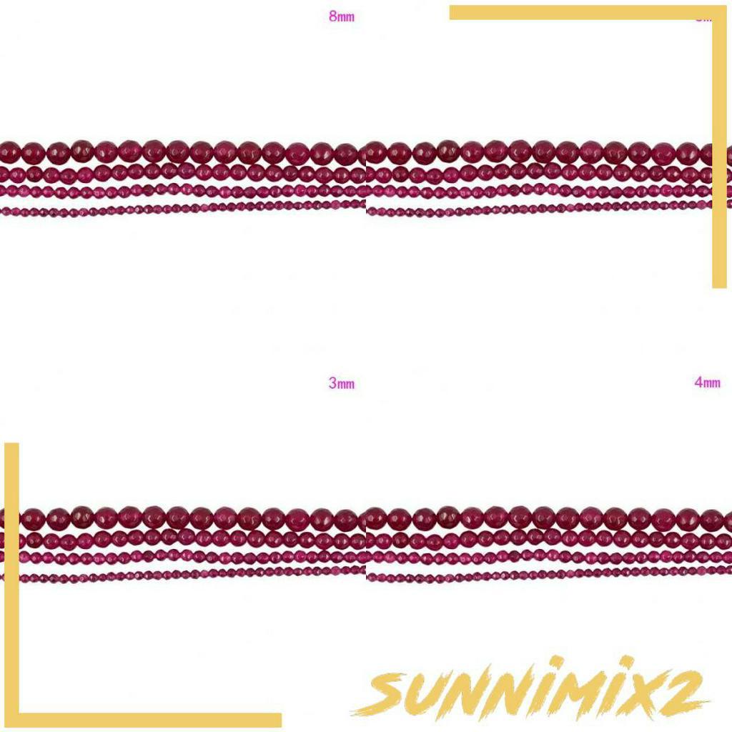 Chuỗi hạt đá ngọc bích màu ruby tròn xỏ lỗ 15 inch/ 8mm