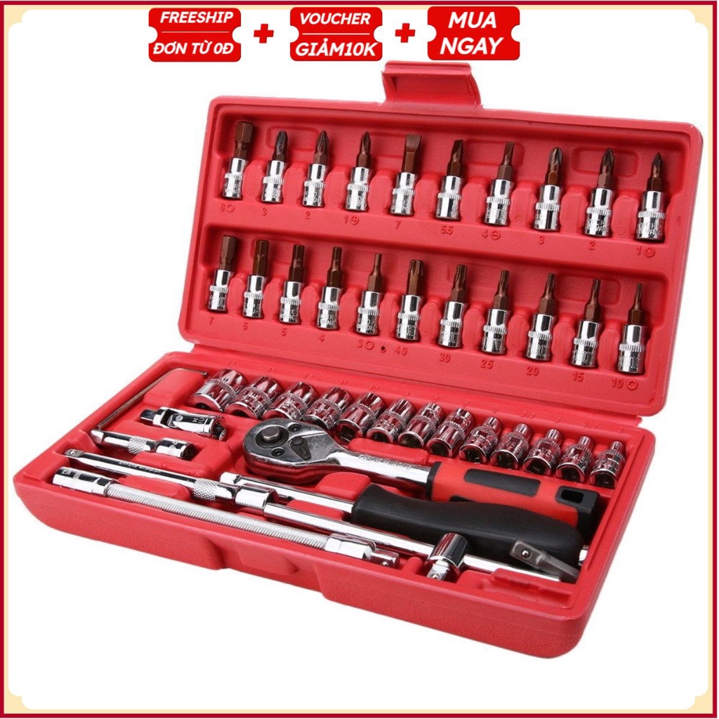 PVN34448 Bộ dụng cụ mở bu lông ốc vít, sửa chữa ô tô xe máy, đa năng 46 chi tiết T2