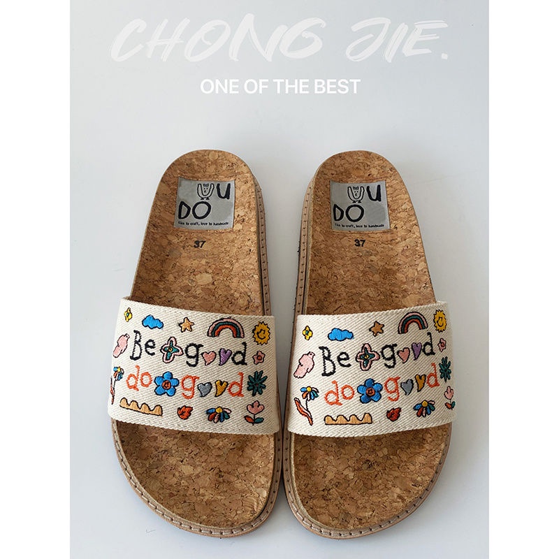 Dép Sandal Đế Phẳng Dày Mùa Hè Phong Cách Hàn Quốc / Nhật Bản / Hàn Quốc Cho Nữ