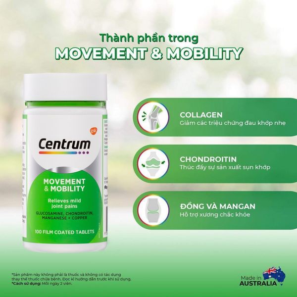 Centrum, Úc (100v) bổ trợ trí nhớ, giảm căng thẳng, ngủ ngon, tăng đề kháng, năng lượng, bổ khớp, bổ da móng tóc, đẹp da