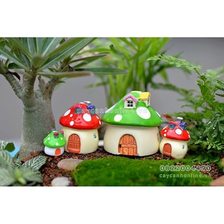 Nhà nấm sắc màu trang trí tiểu cảnh sân vườn cây cảnh để bàn lưu niệm