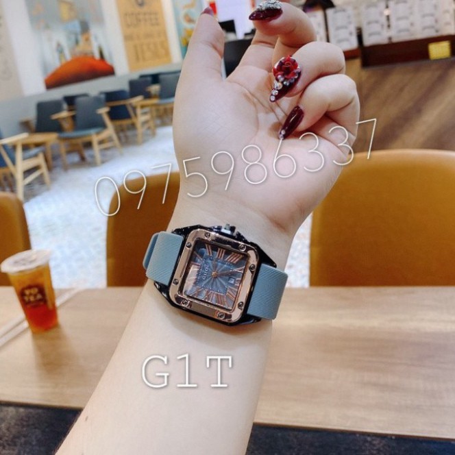 Đồng hồ nữ G.u.o.u dây silicon màu xanh xám cực xinh- G.U.O.U 2021 thumbnail