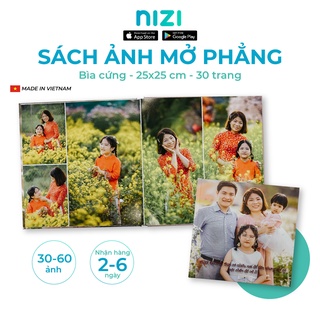 [E-voucher] In sách ảnh theo yêu cầu bìa cứng 30 trang 25 x 25cm - In mở phẳng 4K siêu nét trên app NIZI