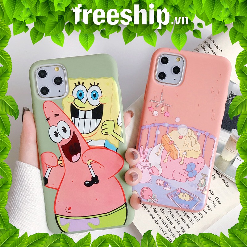 Ốp Điện Thoại dẻ Hình Spongebob ốp lưng Iphone 7plus 6plus 7 8 Plus Xr Xs Max Iphone 11 Pro Xs a251 Max 6 6s Plus X