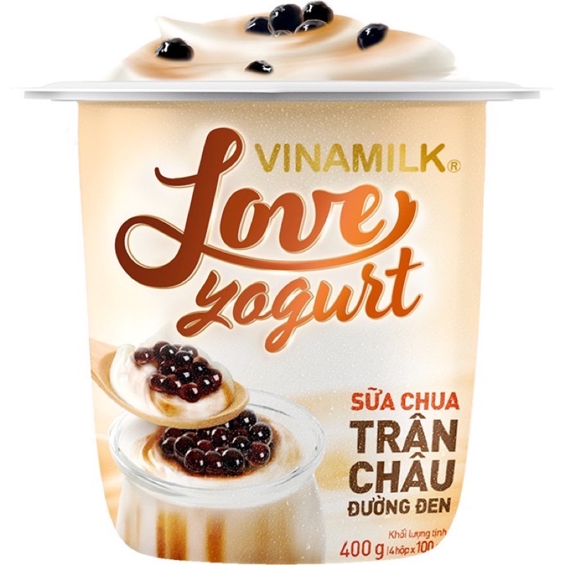 SỮA CHUA ĂN VINAMILK LOVE YOGURT TRÂN CHÂU ĐƯỜNG ĐEN 100GR