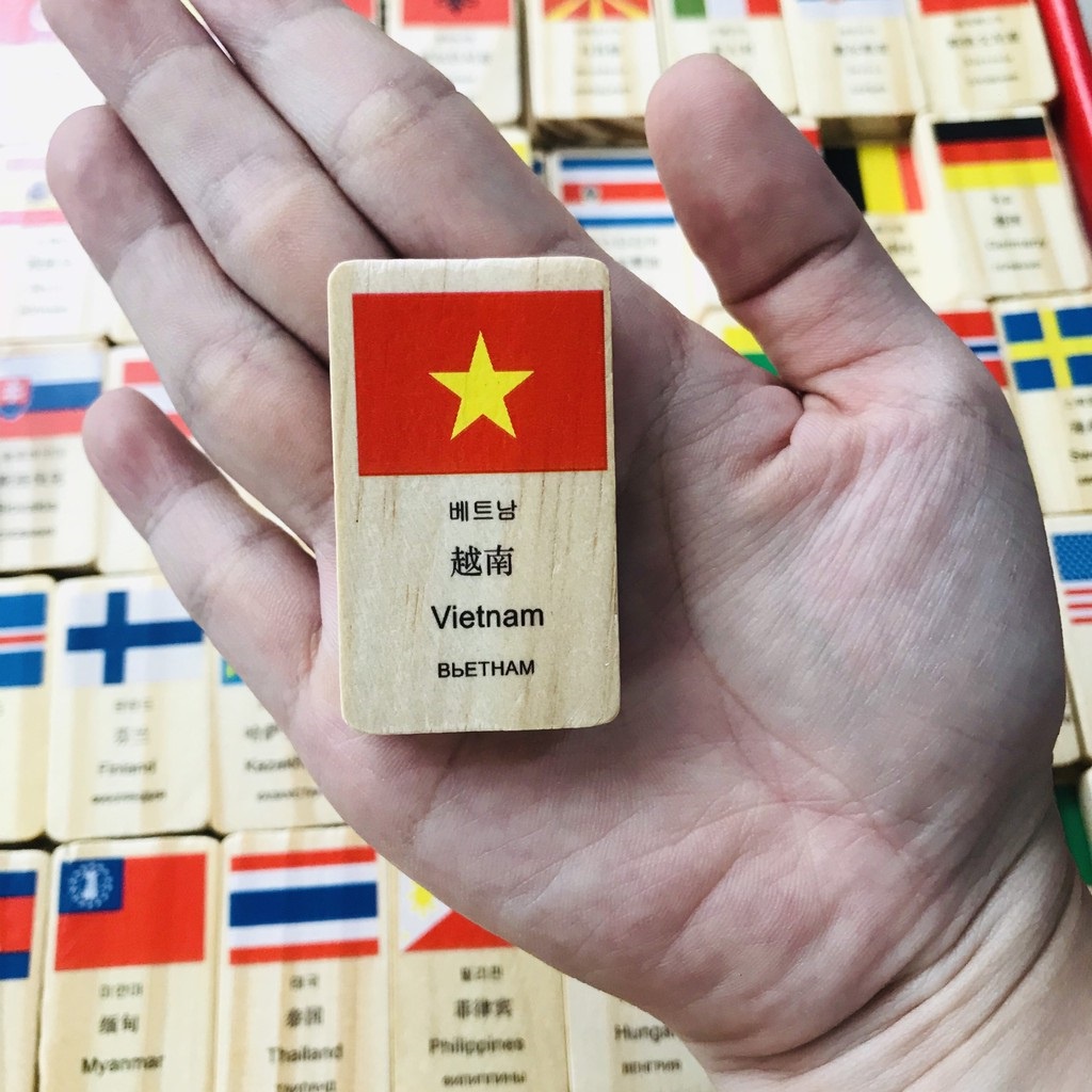 100 Quân Cờ Domino Lá Cờ Các Quốc Gia, Xếp Hình Tập Nhận Biết Quốc Kì, Đồ Chơi Domino Bằng Gỗ Tự Nhiên Cao Cấp