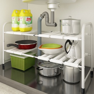 Nhà bếp dưới bồn rửa chén kệ sàn lưu trữ có thể thu vào tủ sắt giá kệ xoong nồi gầm món đa năng cống
