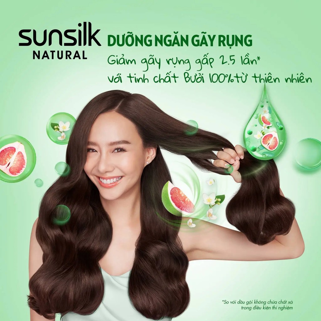 Dầu xả Sunsilk Natural 320g giúp ngăn gãy rụng, tóc suôn mượt với dưỡng chất thiên nhiên