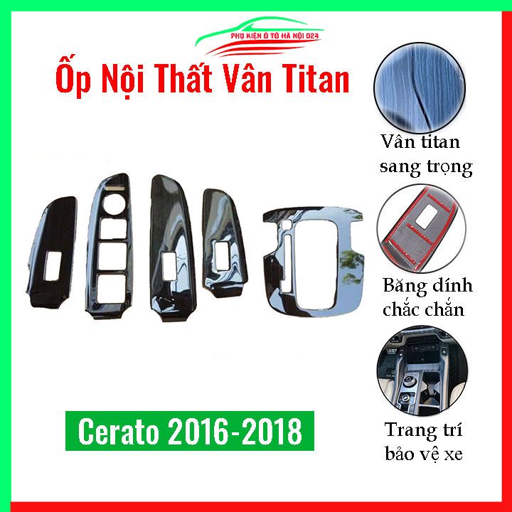 Ốp nội thất cho xe ô tô Kia Cerato 2016-2018 vân Titan bảo vệ chống trầy xước và làm đẹp xe