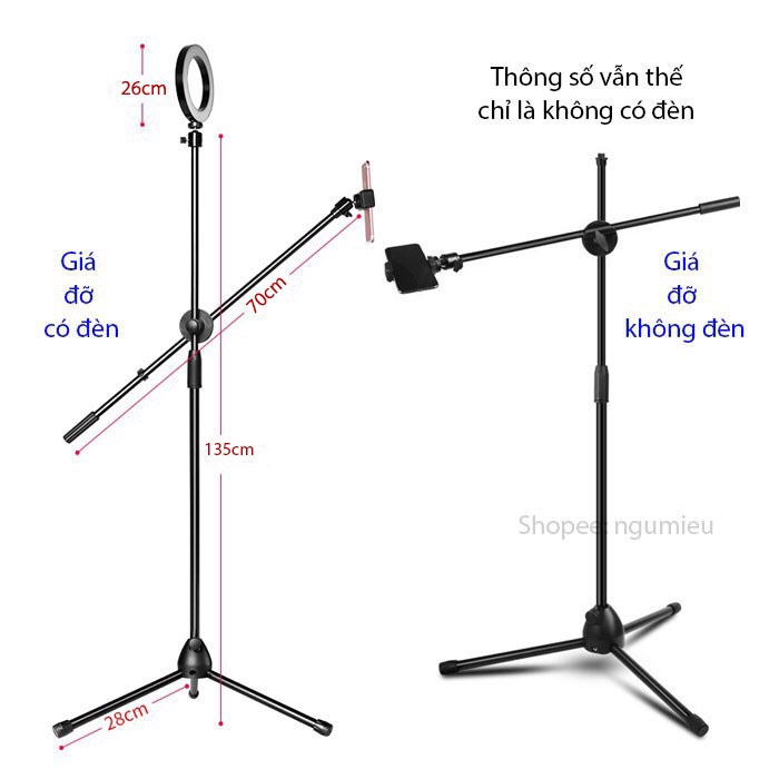 Giá đỡ điện thoại 3 chân, tripod quay phim, chụp hình từ trên xuống