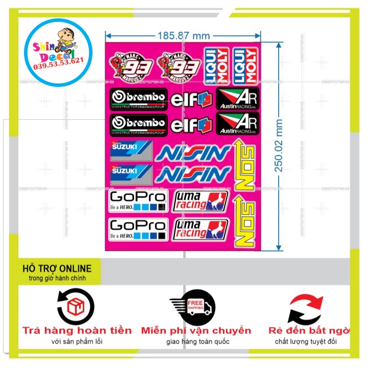 LOGO STICKER DÁN XE MÁY HỒNG M30 - SHINDECAL2