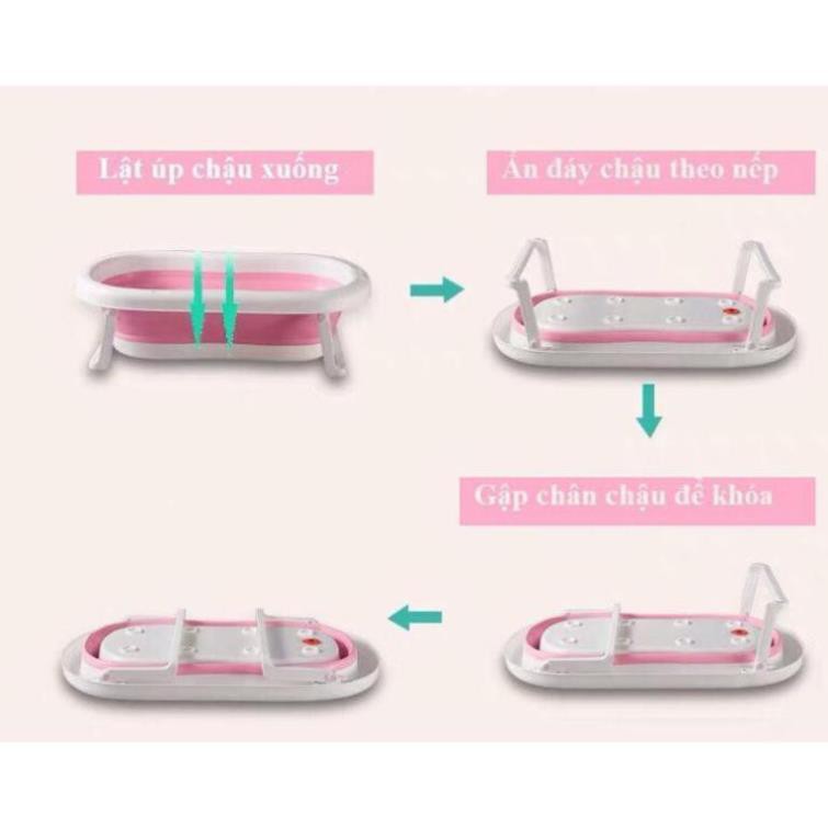 [Chính hãng - FREESHIP] Chậu tắm cho bé HANBEI gấp gọn hàng nhập mẫu mới 2021