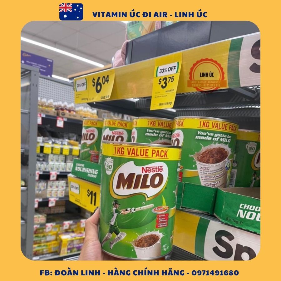 Sữa Milo Úc 1kg, Hàng chuẩn Úc,Sữa Milo nội địa Úc 1kg