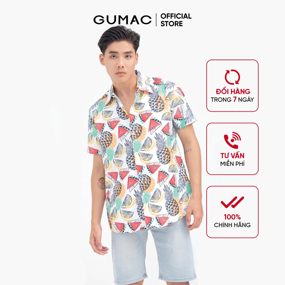 [Mã WABRGD12 giảm 10% đơn 250K] Áo sơ mi nam tay ngắn in dứa GUMAC ANB6108