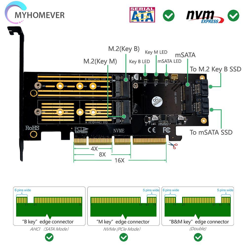 Bộ Chuyển Đổi 3 Trong 1 Msata Pcie M.2 Ngff Nvme Sata Ssd Sang Pci Express 4x Sata3 Apapter | BigBuy360 - bigbuy360.vn