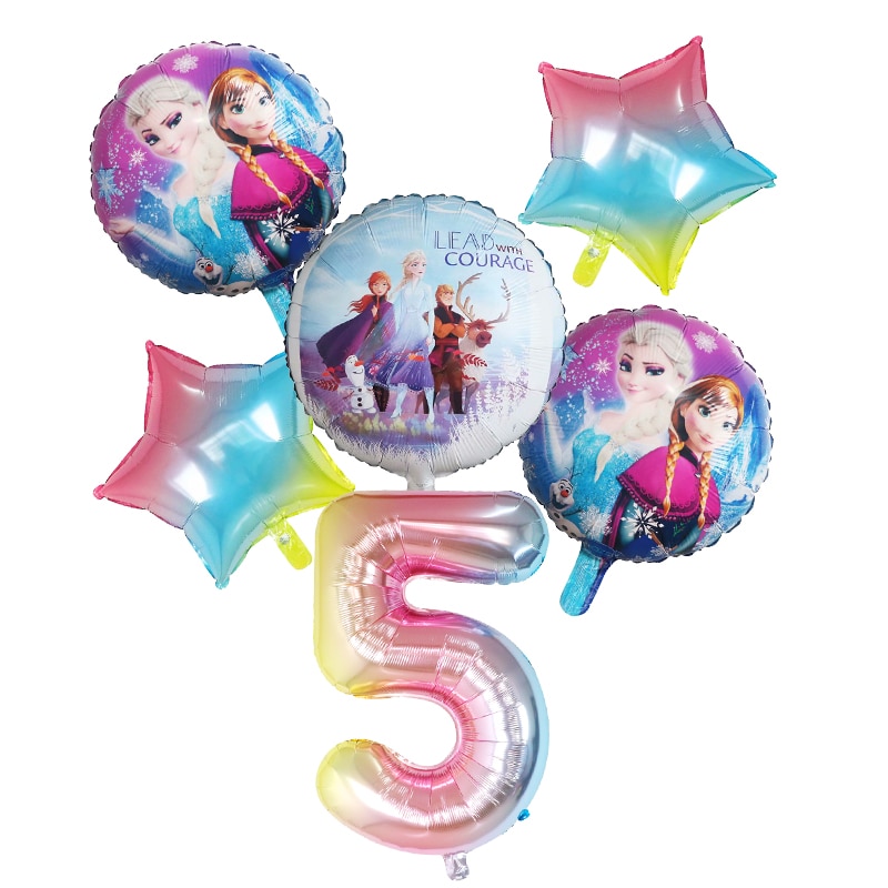 DISNEY Set 6 bong bóng hình công chúa Elsa và Anna màu gradient trang trí tiệc sinh nhật cho bé