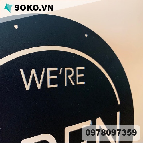 Bảng treo Open - Closed 2mặt mica chữ trắng 20X20cm