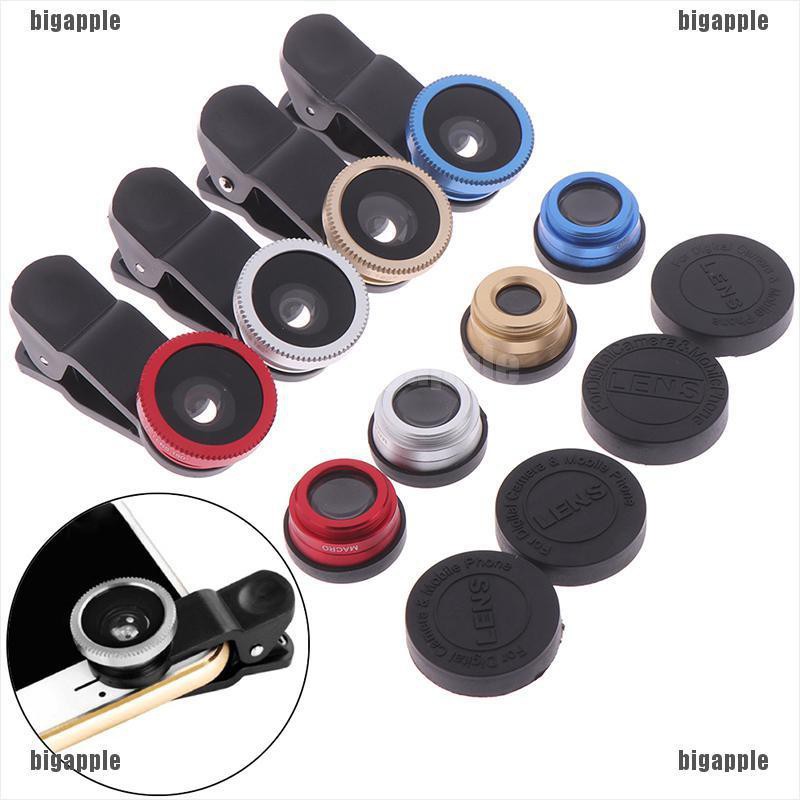 [bigapple]1set universal clip 3in1 HD fisheye camera wide-angle phone lens phone accessory adore