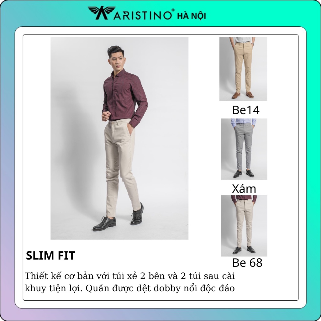 Quần khaki nam Aristino  cotton sợi bông thấm hút mồ hôi AKK01108