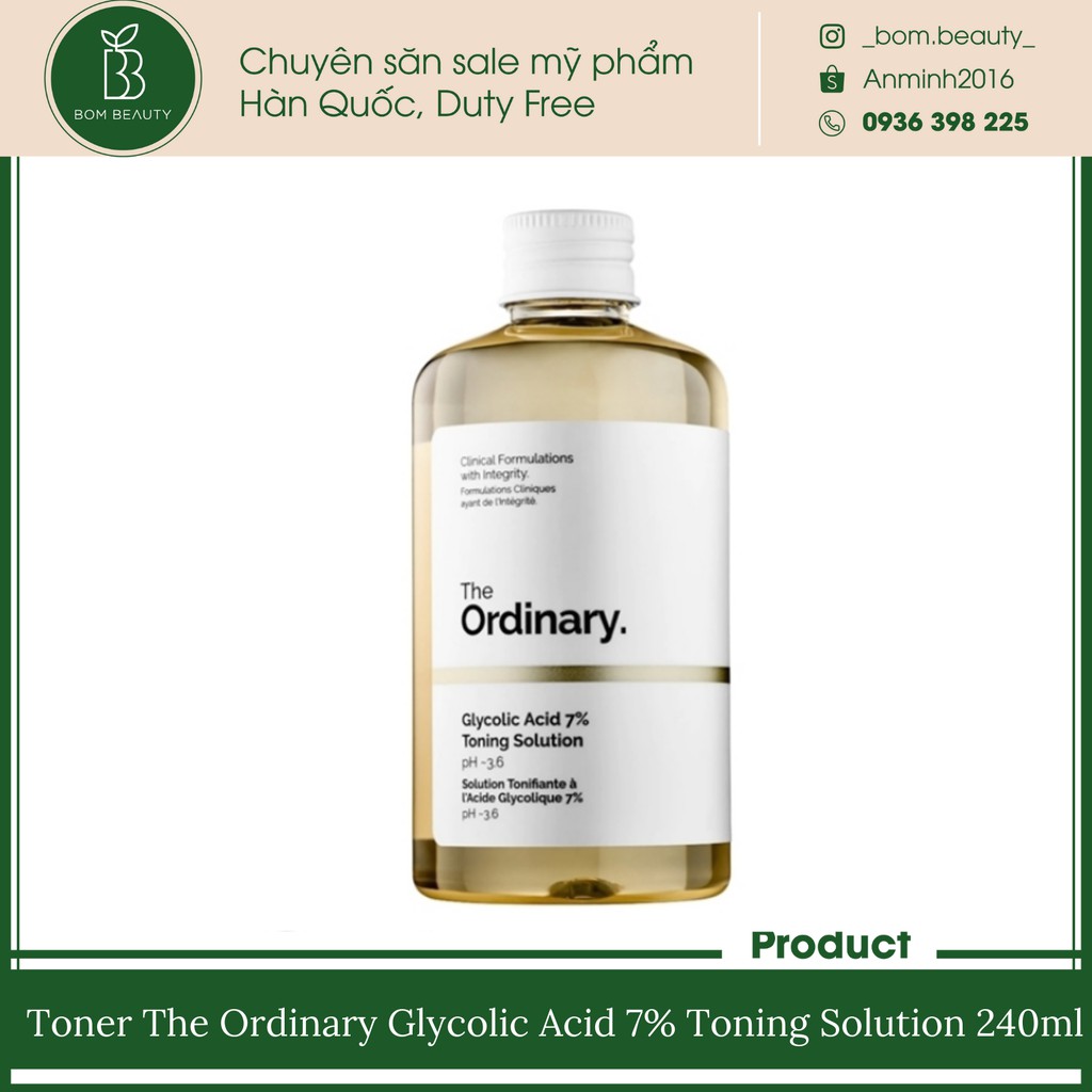 The Ordinary Glycolic Acid 7% Toning Solution 240ml (bill Đủ)