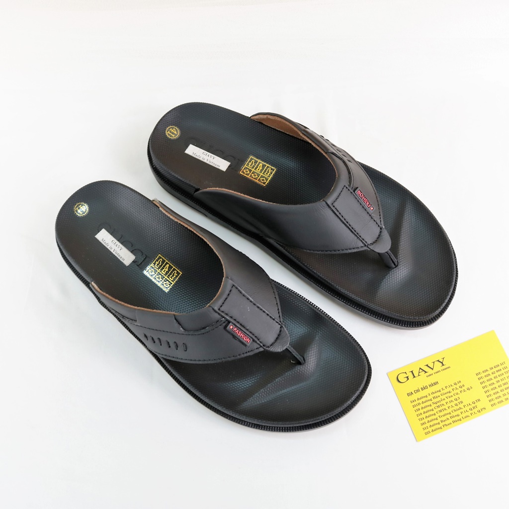 Dép kẹp nam, dép kẹp quai da đế cao DU5793/12 - GIÀY GIAVY