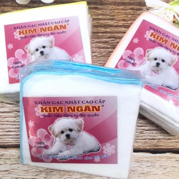 [Set 10 Chiếc] Khăn Sữa Xô 6 Lớp Xuất Nhật Bo Viền Kim Ngân.