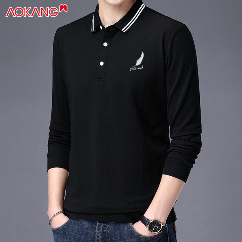 Áo thun AOKANG cổ sơ mi ngắn tay thời trang hè phong cách công sở thoải mái cho nam