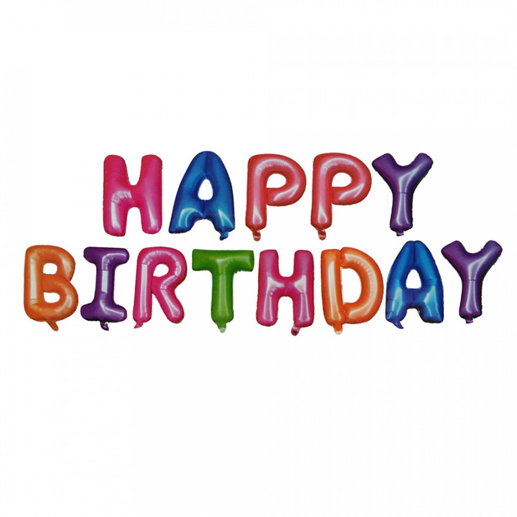 Bong bóng chữ Happy Birthday nhiều màu
