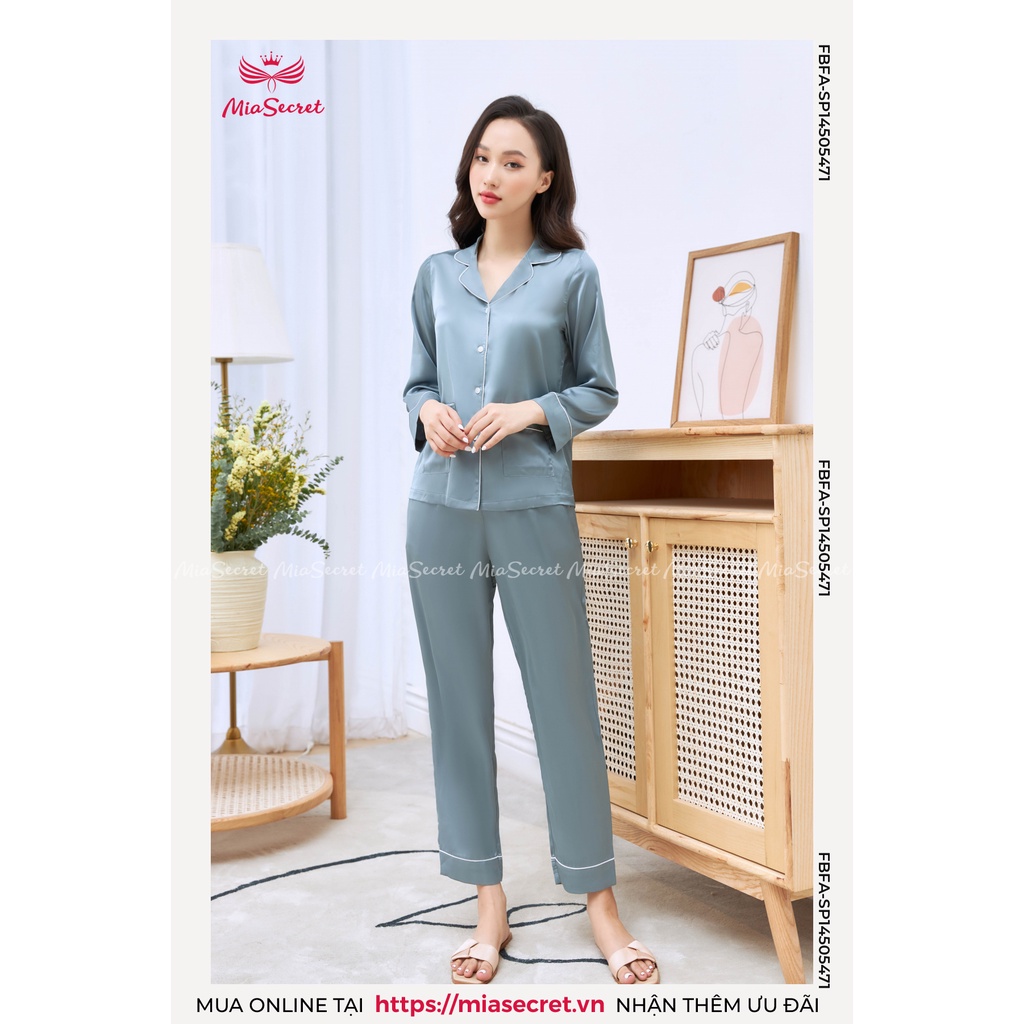Bộ Đồ Ngủ Pyjama Cổ Điển Mia Secret Lụa Thái Cao Cấp - Xanh Ghi Dài Tay - SP14506813 | BigBuy360 - bigbuy360.vn