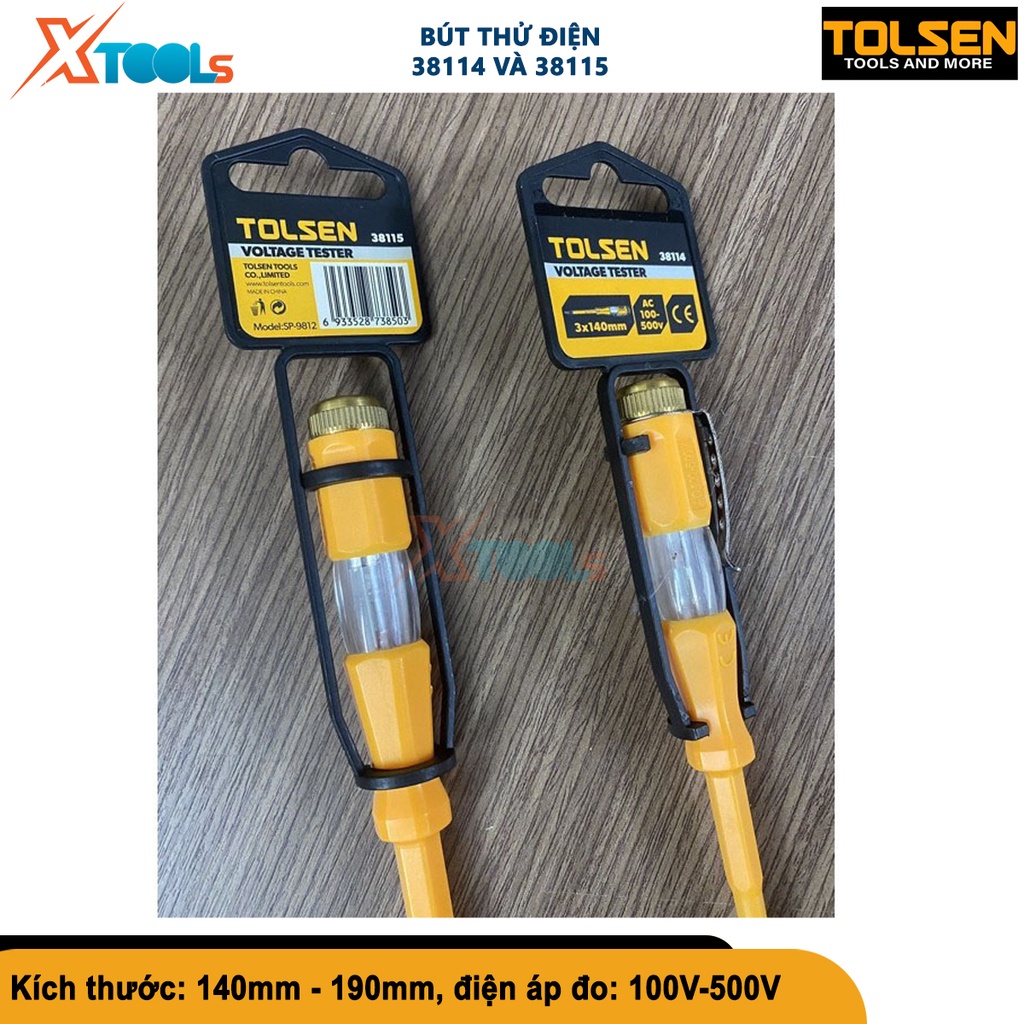 Bút thử điện có đèn TOLSEN 100-500V an toàn tuyệt đối cho người sử dụng, nhựa siêu bền chắc chống va[CHÍNH HÃNG][XTOOLS]