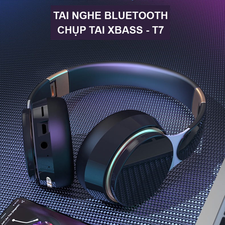 Tai Nghe Bluetooth Chụp Tai Không Dây Có Mic Xbass T7 Hot 2023 - Siêu Phẩm Tai Nghe Headphone Bluetooth 5.0 Pin Cực Trâu