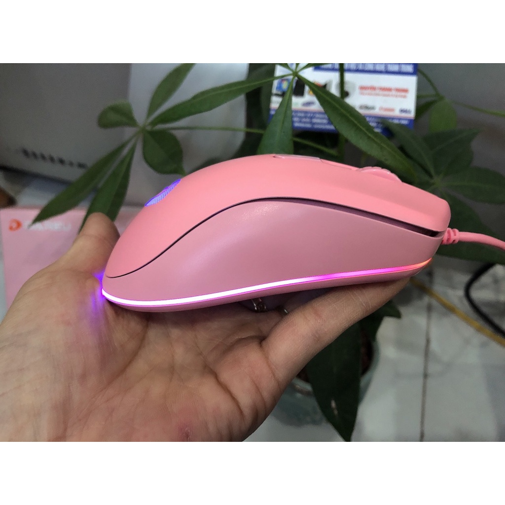 Chuột Gaming DAREU EM908 USB Black / Pink / White (LED RGB, BRAVO sensor) - Bảo hành Chính hãng 24 tháng