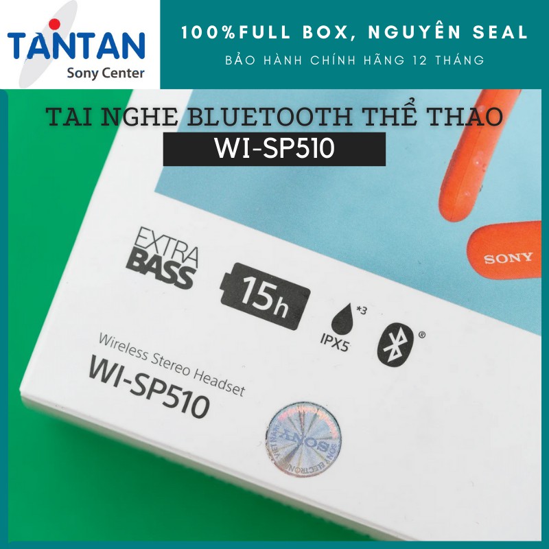 Tai Nghe BLUETOOTH THỂ THAO EXTRA-BASS Sony WI-SP510 | Kháng nước chuẩn IPX5 - Pin:15h - Sạc nhanh 10' nghe 60' - Micro