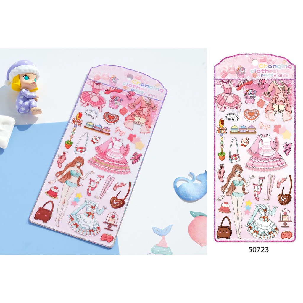 Peach 1Pcs NEKONI Girl change drag party sticker Journal Scrapbook Decor Sticker