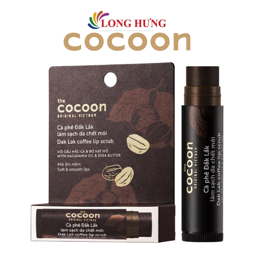 Son tẩy tế bào chết môi Cocoon cà phê Đắk Lắk làm sạch da chết môi (5g)