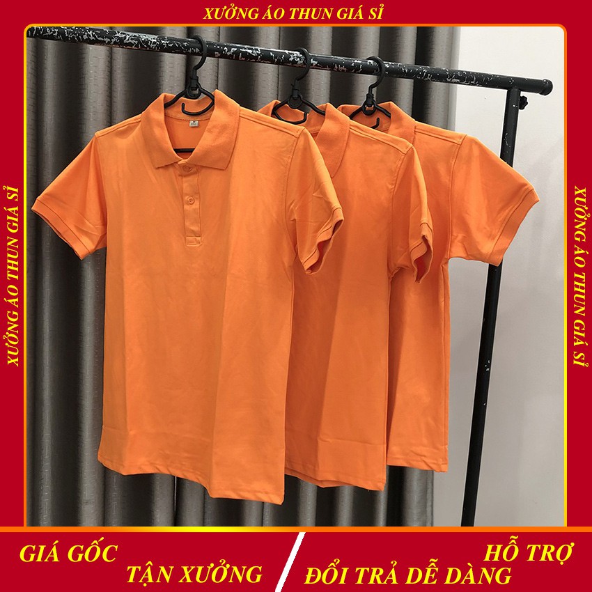 Áo thun nam polo - Áo cá sấu poly cổ trụ 4 chiều màu Cam