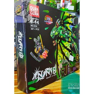 Lego Quan Guan 634 Lắp Ráp Robot Rồng Bay NinjaGo 2 in 1  ( Xanh Lá - 307 Mảnh )
