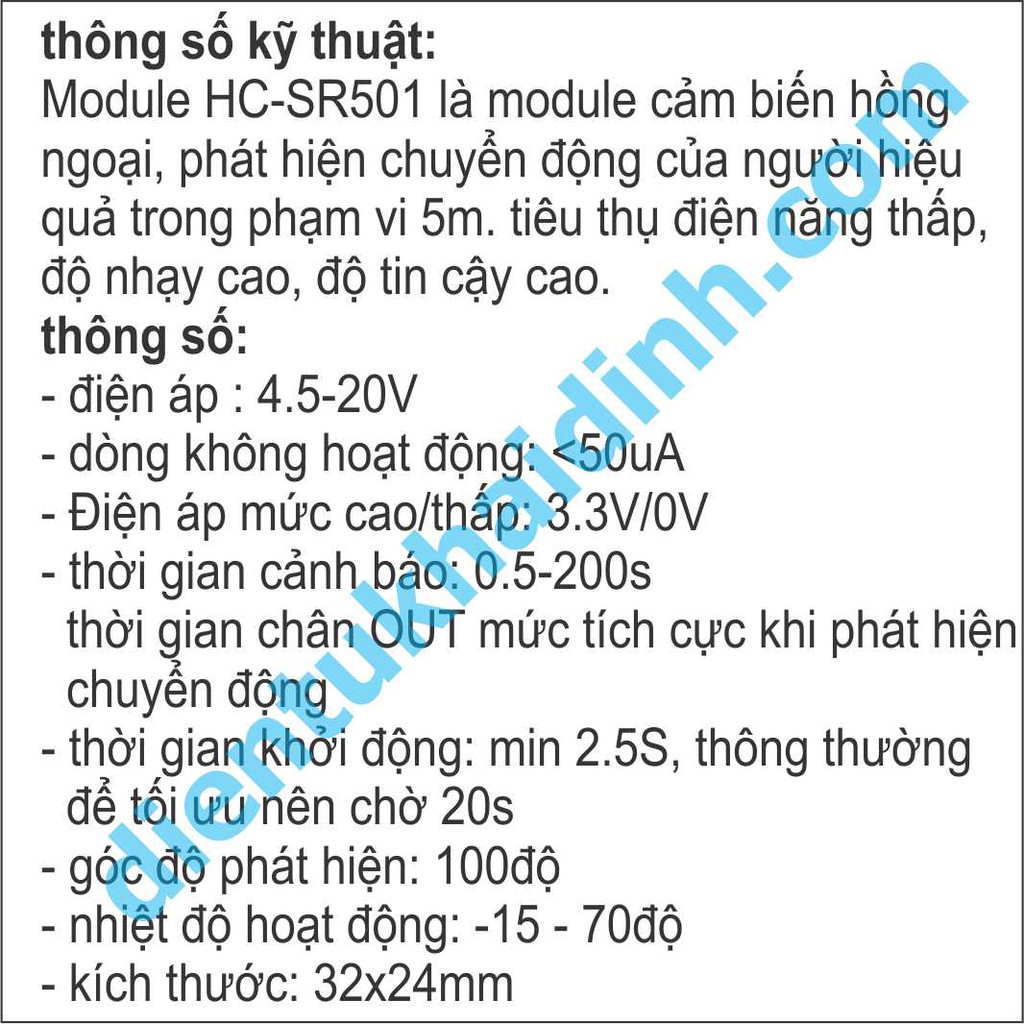 [Mã ELORDER5 giảm 10K đơn 20K] module cảm biến người PIR HC-SR501, xanh lá kde3258