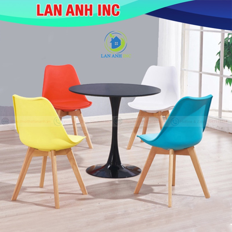 Bộ bàn tròn ăn cafe tulip 4 ghế eames nệm nhập khẩu cao cấp đẹp hiện đại LA-BBA18