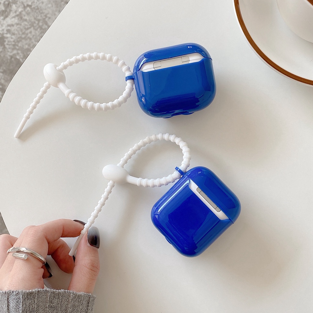 Vỏ hộp sạc tai nghe Bluetooth Airpods 1/2 pro 3 TPU in hoa hướng dương Klein 3D xanh lam có dây